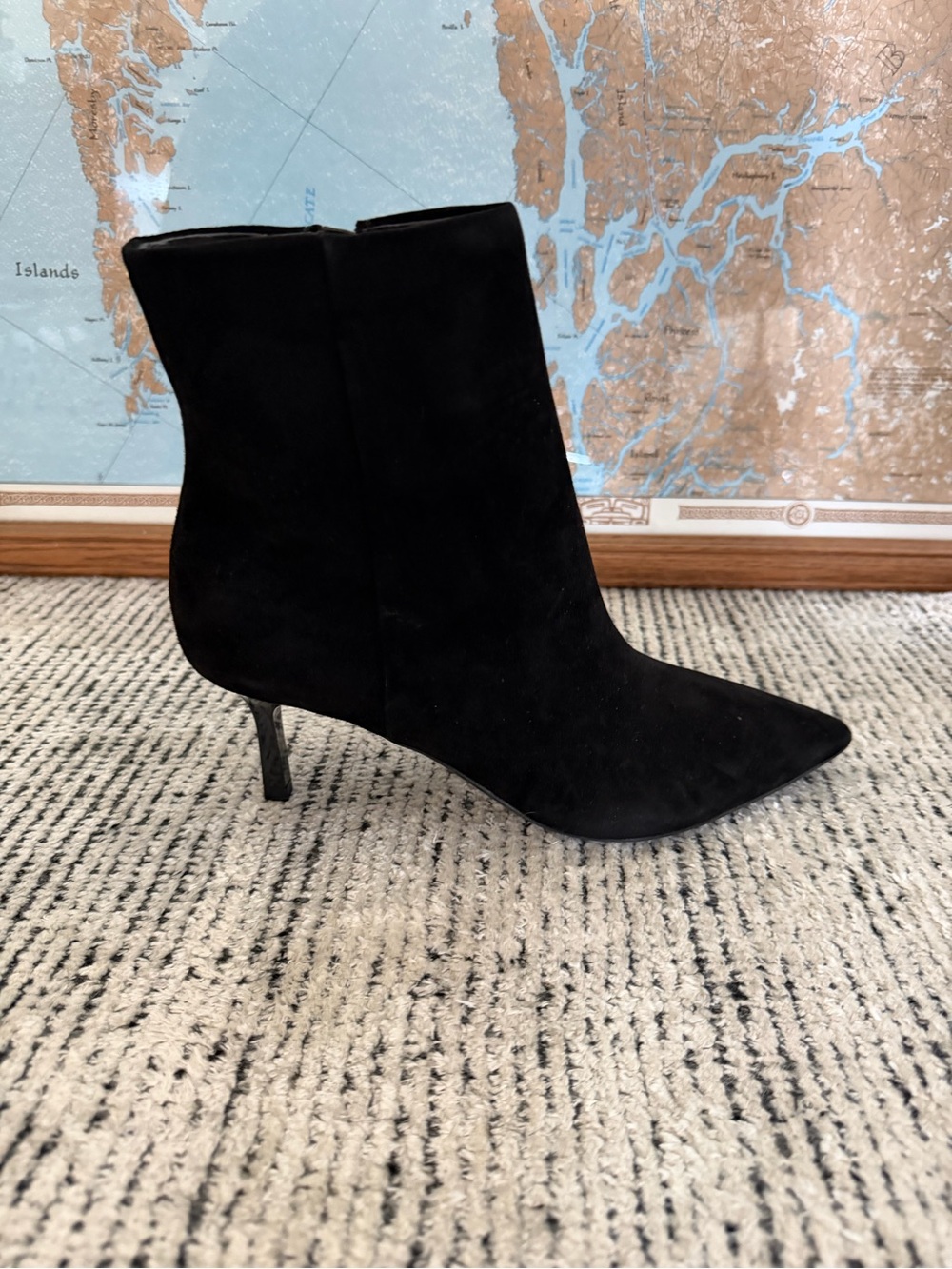 Nine West Women's Pointed Toe Black Suede Ankle Boot